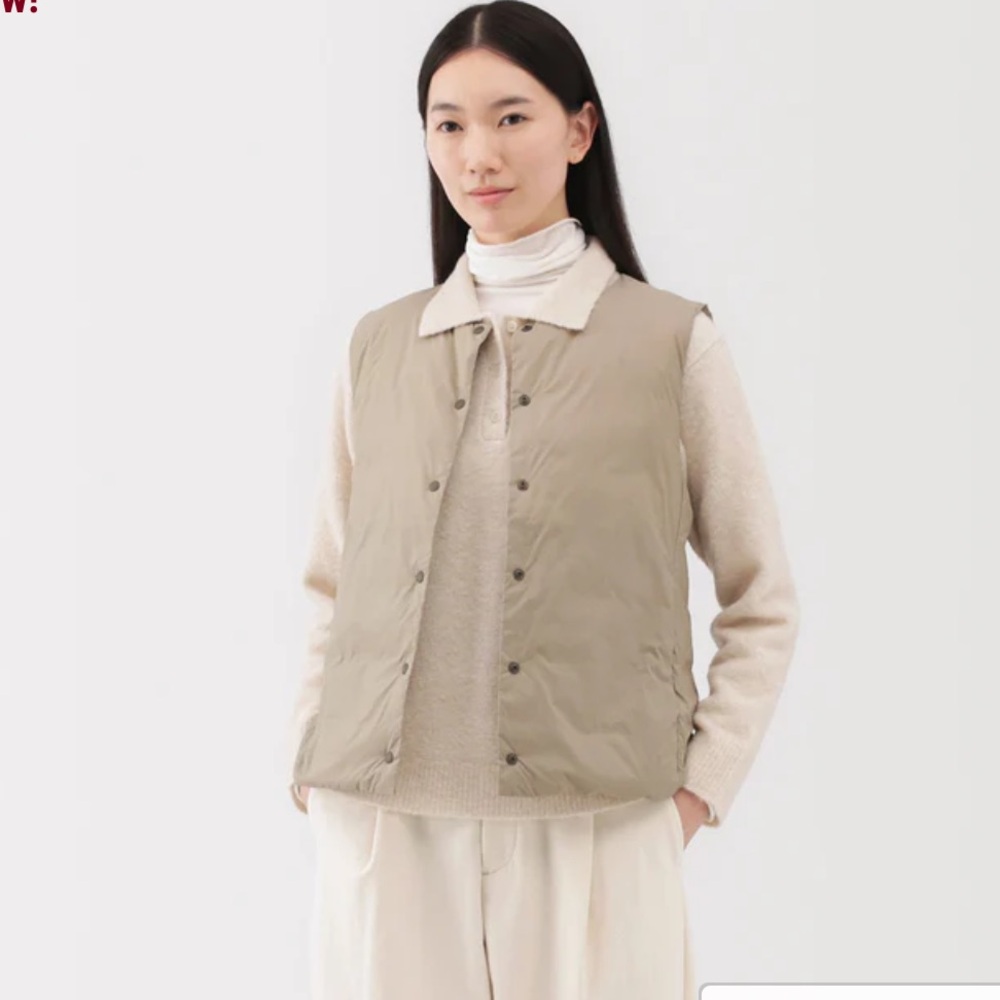 Muji lightweight down collarless vest